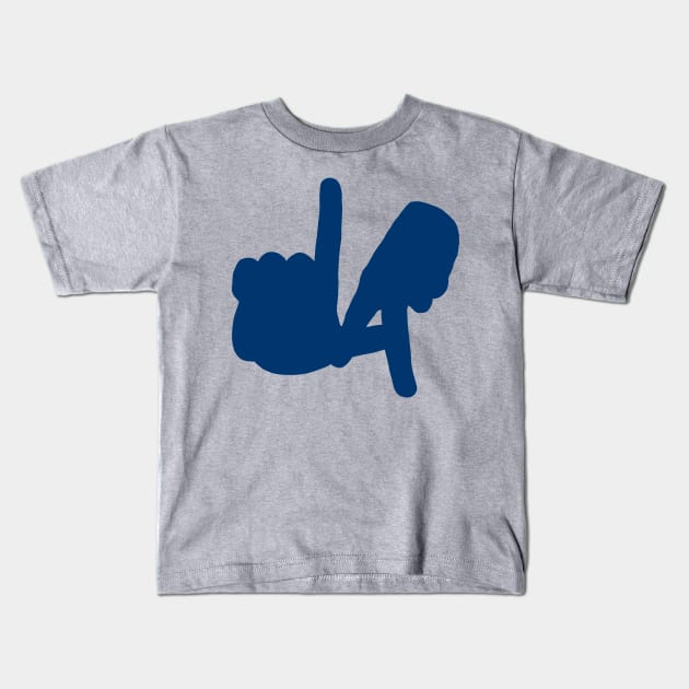 LA Hands Silhouette, Blue Kids T-Shirt by Niemand